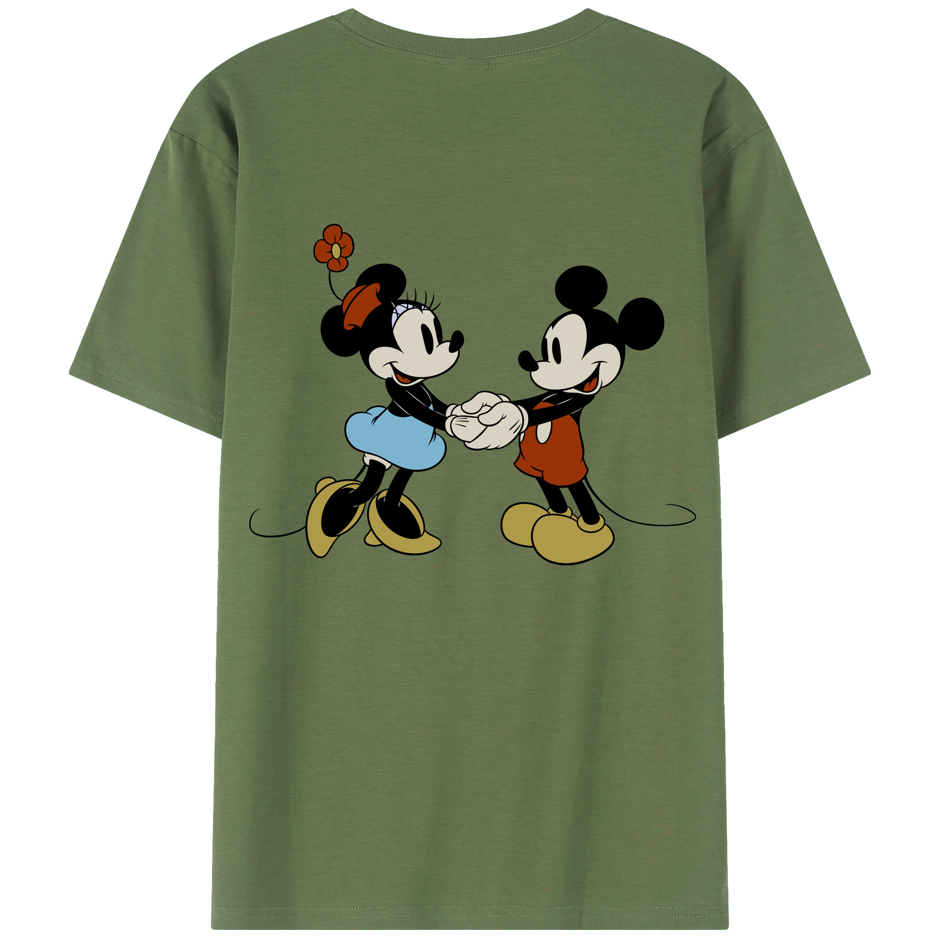 ミッキーマウス Mickey Mouse 綿100％ メンズ半袖Tシャツ（バックプリント） 通気性